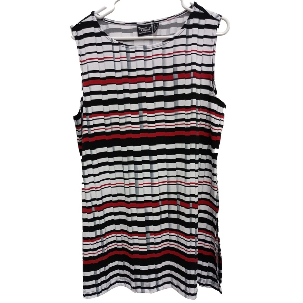 Women With Control Tank Top Size Large Striped Wearable Art Lagenlook Casual